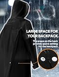 ANYOO 2 Stück Unisex Regenponcho mit Ärmeln, Lang Regenmantel Regenjacke mit Kapuze und Zusätzlichem Platz für den Rucksack zum Wandern, Festival, Radfahren, Camping, Schwarz, Einheitsgröße