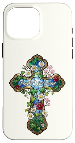 Faith Over Fear �� �X�e���h�O���X�X�^�C�� �N���X �N���X�`���� �X�}�z�P�[�X iPhone 16 Pro Max �p