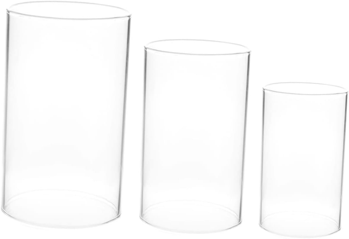 Ipetboom 3Pcs Glass Candle Covers Open Ended Lamp Shades for Home Decor Windproof Candle Protection for Dining Room Wedding Centerpieces