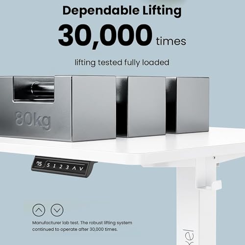 ARTIKEL Artidesk Lite Electric Height Adjustable Table for Office & Home | Sit Stand Gaming Desk|80Kg Wt Lift | Cup Holder Headphone Hook & Cable Management|120X60Cm | White