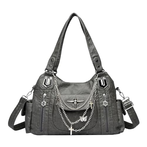 CHANGYUE Bolsos Hobo de piel sintética para mujer, bolsos de hombro Y2k, bolso bandolera de gran capacidad con correa ajustable para el trabajo, compras, viajes, uso diario (gris) (estilo 3)