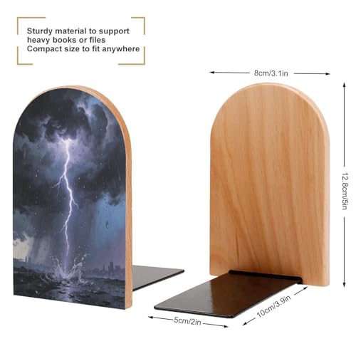 Sujetalibros de madera con diseño de nube organizador infantil antideslizante para estanterías 3