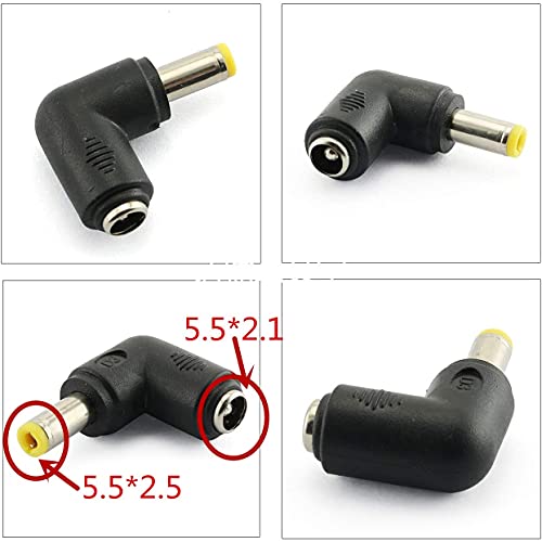 Adaptador 4 pzas Ángulo 90° DC 5.5x2.5 mm macho a 5.5x2.1 mm hembra miniatura 2