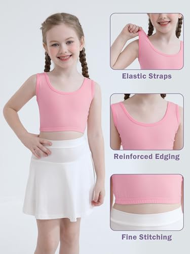 Poroka 12 Pack Girls Training Bras Girls Sports Bras for Teens 7-14 Years Old Multicolor Comfy Soft Sports Cotton Cropped3