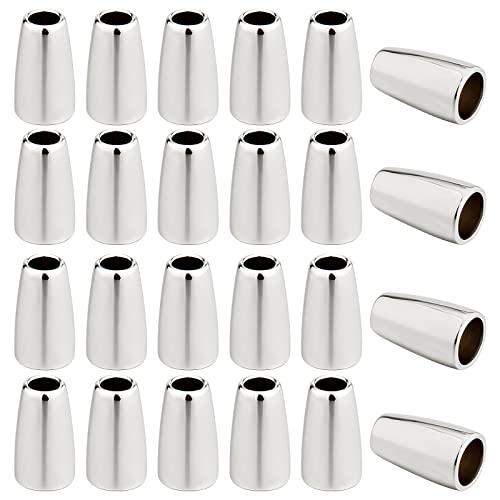 GORGECRAFT 40PCS Metal Bell Stopper Conical Bells Cord Rope Locks Fastener Ends Zipper Pull Ends Toggle Clip Cone Cord Lock for Lanyard Backpack Bag Clothing Silver 4x7x13mm