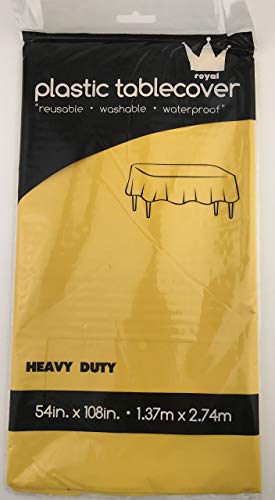 Royal 7 Pack Of:3 Plastic Table Cloth 54 X 108, Plastic Party Table Cover, Reusable Plastic Table Cloth, Disposable Rectangular Table Cover (Yellow, 3) #TOP2