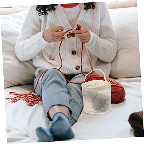 Image of 2Pcs Mesh Yarn Storage Bags - Portable Nylon Yarn Balls Organizer for Knitting and Crochet Projects - Purple and Magenta