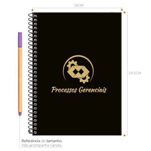 Caderno Colegial 1 Matéria Profissões Processos Gerenciais (Preto e Gold)