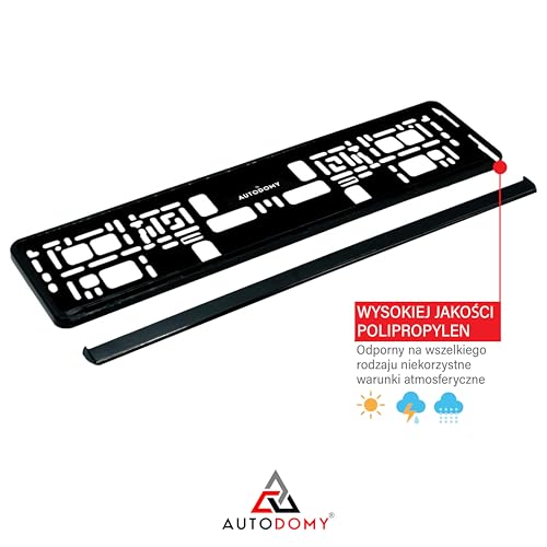 Autodomy Zestaw 2 Sztuki Ramki na Tablicę Rejestracyjną do Samochodu 520x110 mm | Uchwyt na Tablicę Rejestracyjną Samochodu Homologowany, Pasujący do Każdego Modelu + 4 Wkręty