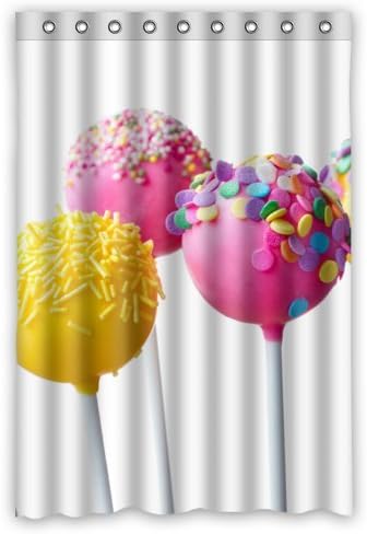 Custom Colorful Chocolate Lollipop Waterproof Bathroom Shower Curtain- Polyester Fabric, 48(w)x72(h)