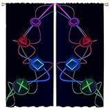 Games Window Curtain Fabric Rod Pocket Gamepad Video Game Room Decor Cool Retro Playing Gamer...