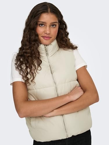 JdY Women's JDYNEWERICA Short Waistcoat OTW NOOS Weste, Moonbeam/Detail:Silver Zipper, S – Ansicht 6