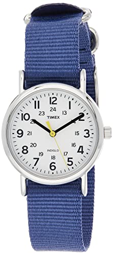 Image of Timex Weekender 31 mm Womens Silver-Tone Case Blue Fabric Strap Watch TW2U29900