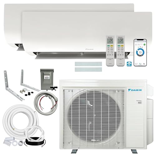 Daikin 18,000 BTU (9K + 15K) 21SEER2 2-Zone Mini Split, Air Conditioner Heat Pump R-32 System with Maxwell 15 ft. Installation Kit and Wall Mounting Bracket