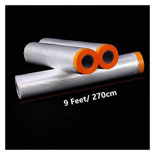 Lehom Automotive Masking Paper Plastic Pretaped Masking Film 6 Rolls 9 x 67 FT Painting Protection Covering Film Rubber Adhesive Masking Film for Painting