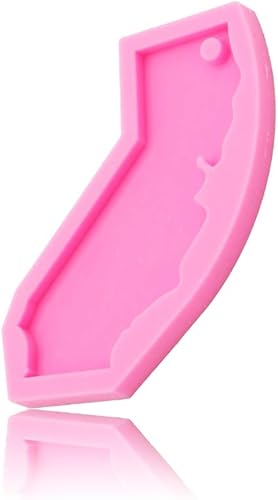 Miniatura 4 de 3 piezas brillantes y brillantes de América California State Map Llavero molde de silicona con agujero para etiqueta de equipaje DIY, decoración de