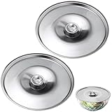 2Pcs Stainless Steel Cover Bowl, 5.5in Small Universal Lid for Pots Universal Lid Reusable Mini Pan Lid Bowl Covers with Handle for Pot and Pans, 14cm