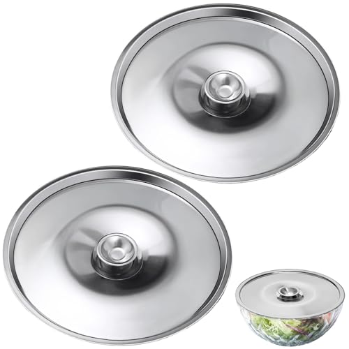 Universal Lid, 2Pcs Stainless Steel Cover Bowl 4.7Inch Mini Pan Lid Milk Pot Lid Cookware Lid Replacement Accessories for Skillets Frying Pans, 12cm