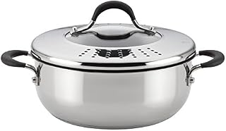 Circulon 78018 Momentum Stainless Steel Nonstick Dish/Casserole Pan with Lid, 4 Quart, Silver
