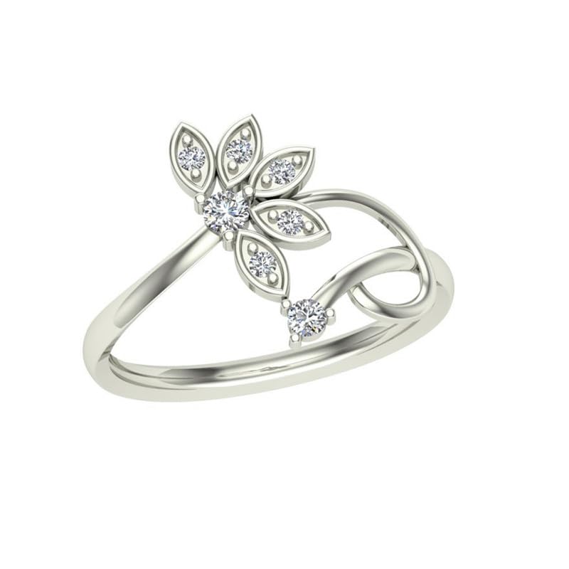 Image of DISHIS 18K(750) /14K(585) White Gold Diamond Flower Ring for Women