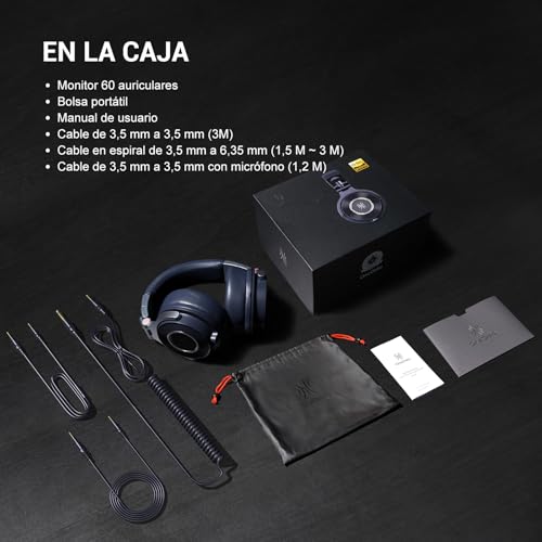 OneOdio Monitor 60 - Auriculares Profesionales de Estudio, Cascos Hi-Res con 50mm Controladores, Audífonos Cerrados con Cable Desmontable (3,5 mm / 6,35 mm) para DJ, Podcast, Grabación, Móvil, PC - imagen 8