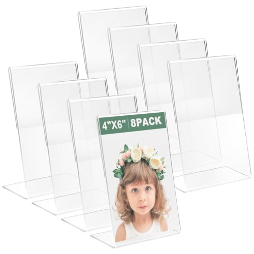 Lechay 8 Pcs 4x6 Inch Clear Acrylic Photo Frame Scratch-Resistant & Multi-Scene Styling Frame Display Pictures for Home School office Clear Memories
