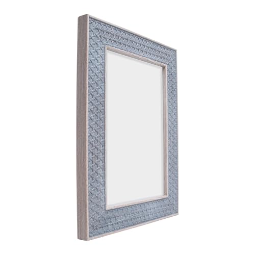 Image of GOLDEN PEACOCK Set of 2 Antique Grey 5x7 Photo Frames, Wall & Tabletop | Textured Picture Holders with Clear Glass Front for Family Photos, Office Display, Home Decor & Gifting