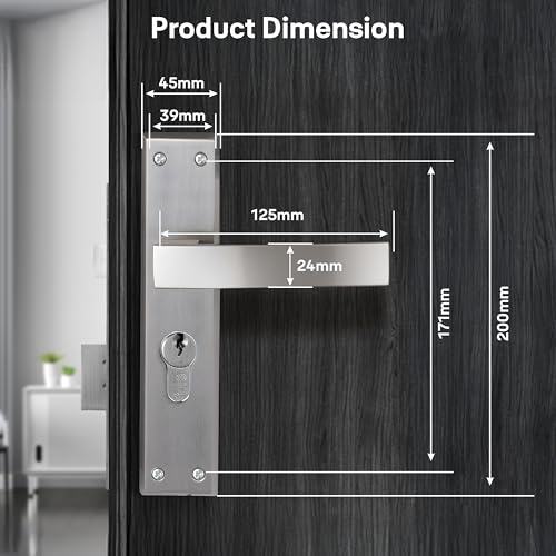 Image of Yale YECM-405-8P-TT-SS Mortise Door Lock for Bedroom /Home /Office /Hotel Suitable for Left & Right Handed Doors,Handle Set Comes with 8 inch Backplate Thumb Turn 3 Keys Cylinder and Lock Body (Satin Steel)