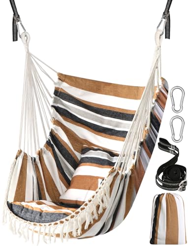 Chihee Sièges Suspendus Chaise suspendue Hamac 2 oreillers Inclus,Sangles et crochets solides pour une suspension facile suspendue en coton doux Poche de...