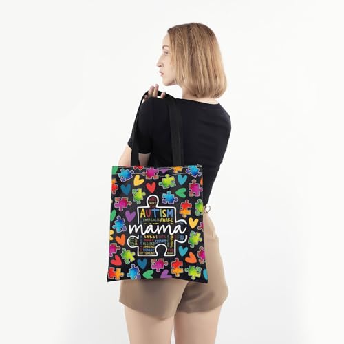 Bolso tote para concienciación sobre el autismo, regalo para mamás de niños con autismo, con diseño de rompecabezas del autismo miniatura 5