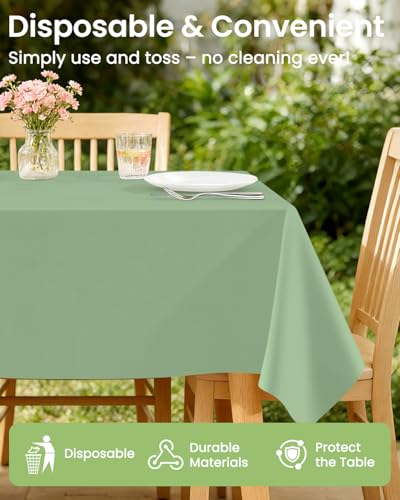 Image of LANLISA 4 Pack Sage Green Plastic Table Cloth Disposable, 54 x 108 Inch