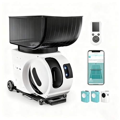 Máquina lanzapelotas de Tenis: Control Remoto y aplicación Inteligente, Capacidad para 150 Pelotas, Velocidad máxima de 129 km/h, autonomía de más de 8 Horas (Black)