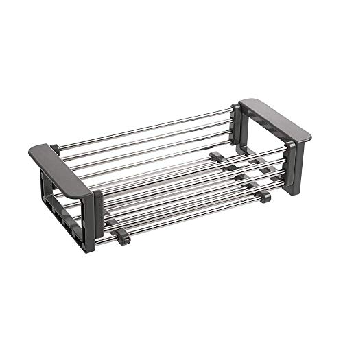 VOXER-Dish-Drainer-Dish-Rack-for-Kitchen-Vegetables-and-Fruits-Adjustable-Stainless-Steel-Expandable-Kitchen-Sink-Washing-Drying-Basket-Kitchen-Sink-Organizer-Tray-Standard