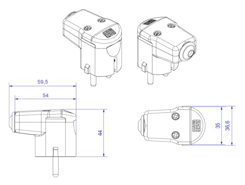 Bachmann 960.302 Earthing Contact Angle Plug Polyamide 250 V Light Grey (RAL 7035) IP20 - Image 2