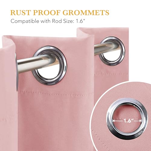 Image of RYB HOME Blackout Thermal Insulated Curtains, Portable Curtain for Sliding Glass Door /Storage /Space Room Divider, Large Window Treatment Room Divider Panel, W80 x L84, Pink, 1 Panel