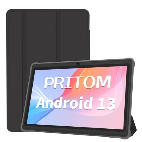 PRITOM 7 inch Android Tablet 32 GB, (Expandable 512GB),3500 Mah, Android 13,Tablet with Quad Core Processor, Bluetooth,Dual Camera,WiFi, Portable Tablets PC with Black Case