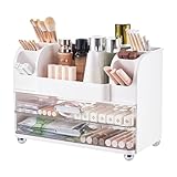 Photo Gallery gyjzzw organizer per trucchi con 2 cassetti grandi, vetrina per cosmetici con porta pennelli, facile da riporre per la cura della pelle del piano di lavoro del bagno, articoli per ufficio (bianco, 1) Photo Gallery gyjzzw organizer per trucchi con 2 cassetti grandi, vetrina per cosmetici con porta pennelli, facile da riporre per la cura della pelle del piano di lavoro del bagno, articoli per ufficio (bianco, 1)