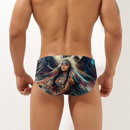 Native Indian U.S. Beauty Mens Swim Briefs Quick Dry Triangle Trunks Swimsuit Swimming Bikini Swimwear2