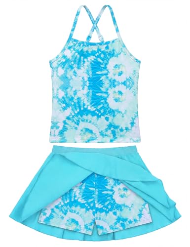 Image of Girls Bathing Suit with Skirt One Shoulder Ruffle Quick Dry Swimsuits Multicolor Sleeveless Swimwear