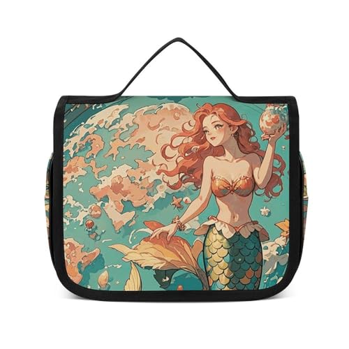 Trousse de maquillage étanche avec crochet de suspension et grande capacité