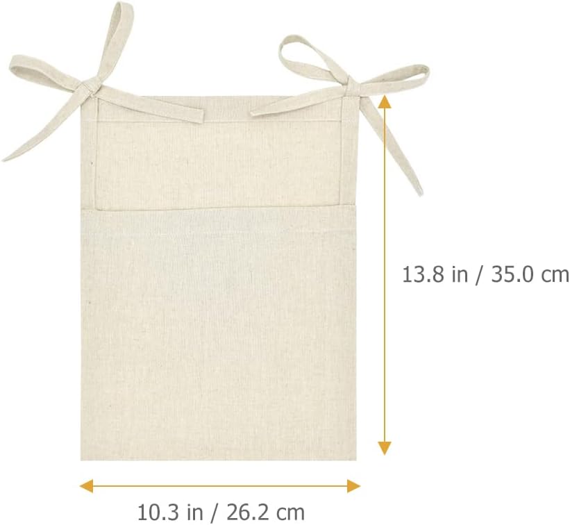 DOITOOL Hanging Organizer Bag for Nursery 2-Pouch Linen Storage 13.77X10.31X0.39In Crib Bedside Toy Sundries Holder