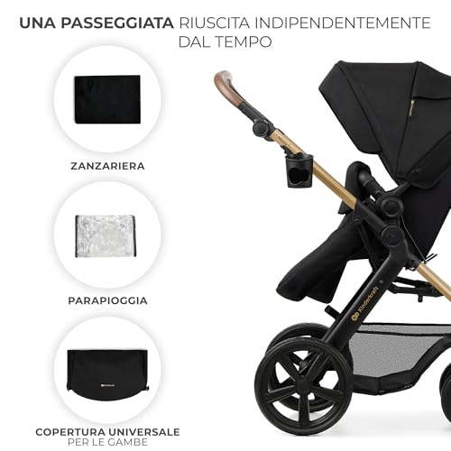 Kinderkraft MOOV2 Trio Passeggino Neonati 3 In 1 Fino 26 Kg, Con Ovetto I-SIZE 40-75 Cm, Carrozzina Reversibile Fronte Mamma E Strada, Schienale Regolabile, Ruote Eva, Nero - 18