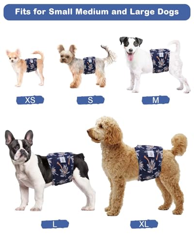 Image of CuteBone Dog Diapers Male 4 Pack Puppy Wraps Reusable Doggie Belly Bands for Male Dogs Small Medium Large
