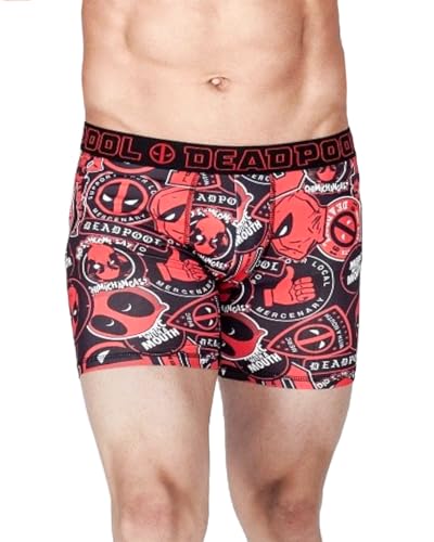 Marvel Comics Men's Deadpool Sticker Merc with a Mouth No-Fly Boxer Briefs4
