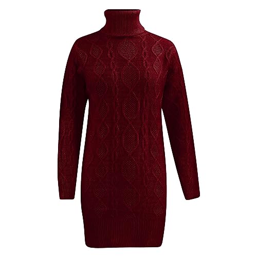 Robe portefeuille pull chaud pour femme en coupe slim fit en taille XXL et coloris rouge automne