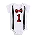 FYMNSI Kleinkinder Baby Jungen 1. Erster Geburtstag Bodys Gentleman Kostüm Fliege Strampler Einteiler Bodysuit Sommer Kurzarm T Shirt Overall 1 Jahr Party Baumwolle Babykleidung Rot Plaid