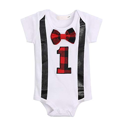 FYMNSI Baby Jongen 1e Eerste Verjaardag Outfit Heren Romper Korte Mouw Strikje Bodysuit Shorts Broek Een Jaar Oude Cake Smash Outfit Bruiloft Pak Fotografie Foto Props - Afbeelding 4