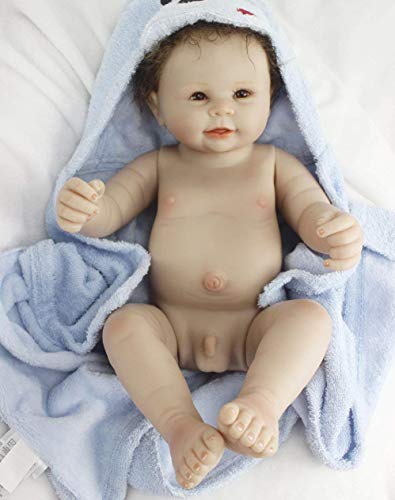 Reborn Baby Dolls Full Body Silicone Baby Boy Eyes Open Realistic Cute Doll 22 Inches Washable Toy Dolls Anatomically Correct Toddler Gifts Set