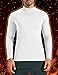 Gofeat Mens Thermal Shirts Long Sleeve Mock Turtle Neck Shirt Fleece Lined White Mens Compression Undershirt, Small