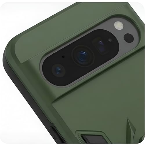 Image of JANAK RAJ Ringstand Armor Bumper Back Case Cover Compatible with Google Pixel 9 /9 Pro 5G | Tough Rugged Shockproof PC+TPU Kickstand 360 Protective Design - Green
